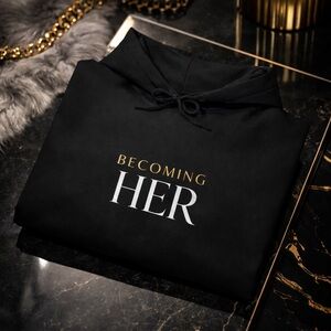 Becoming Her™ Luxury Hoodie – Black & White | Confidence Collection